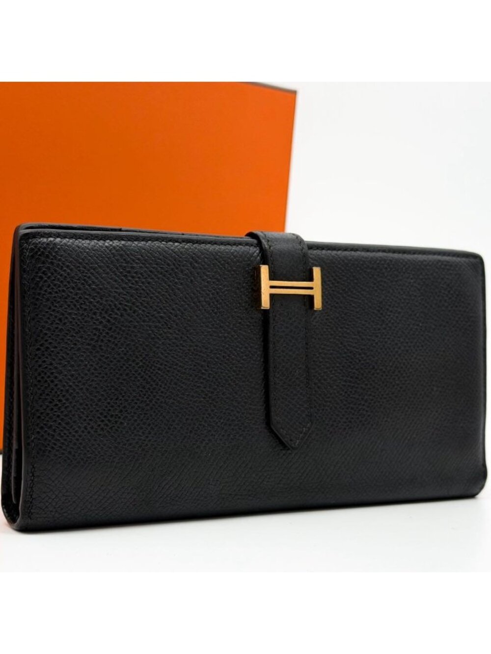 Hermes Bearn Soufflet Veau Epsom Black Bifold Wallet